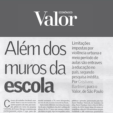 VALOR ECONÔMICO - Além dos muros da escola